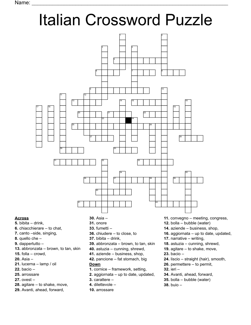 Italian Crossword Puzzle