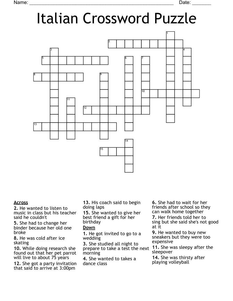 Italian Crossword Puzzle