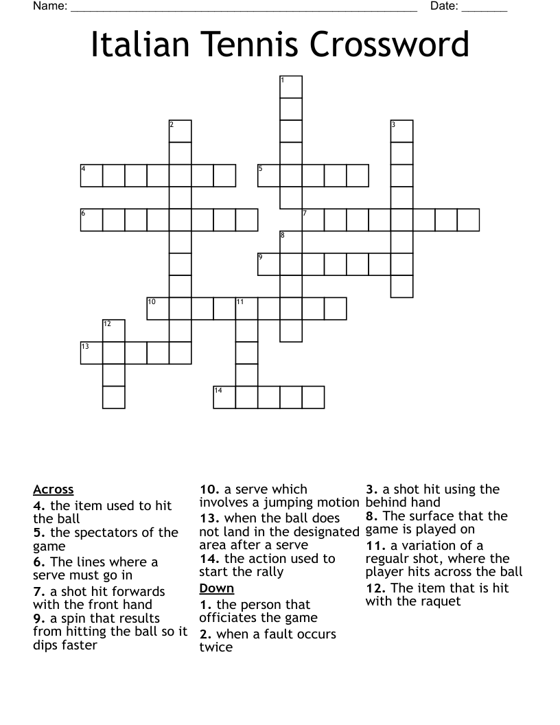 Italian Tennis Crossword
