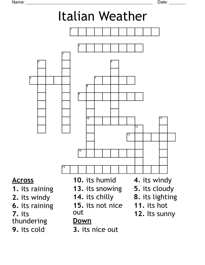 Italian Weather Crossword
