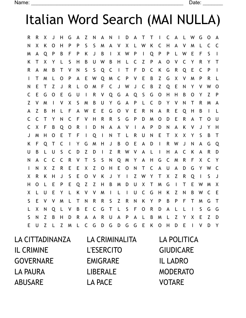 Italian Word Search (MAI NULLA)