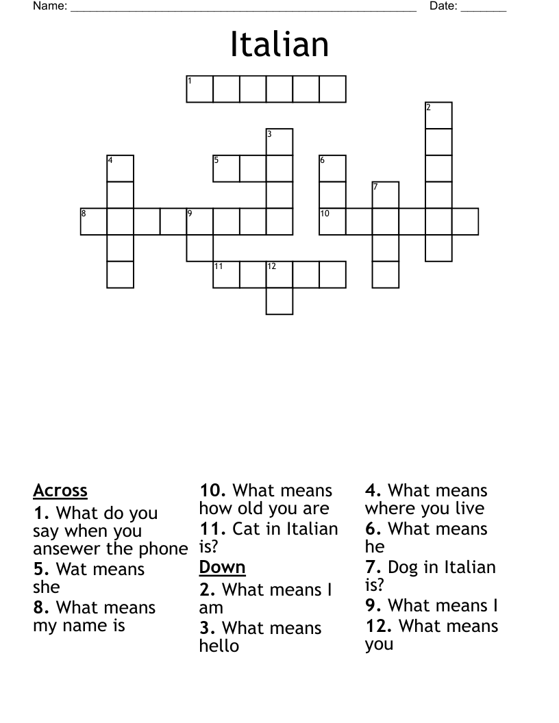 Italian  Crossword