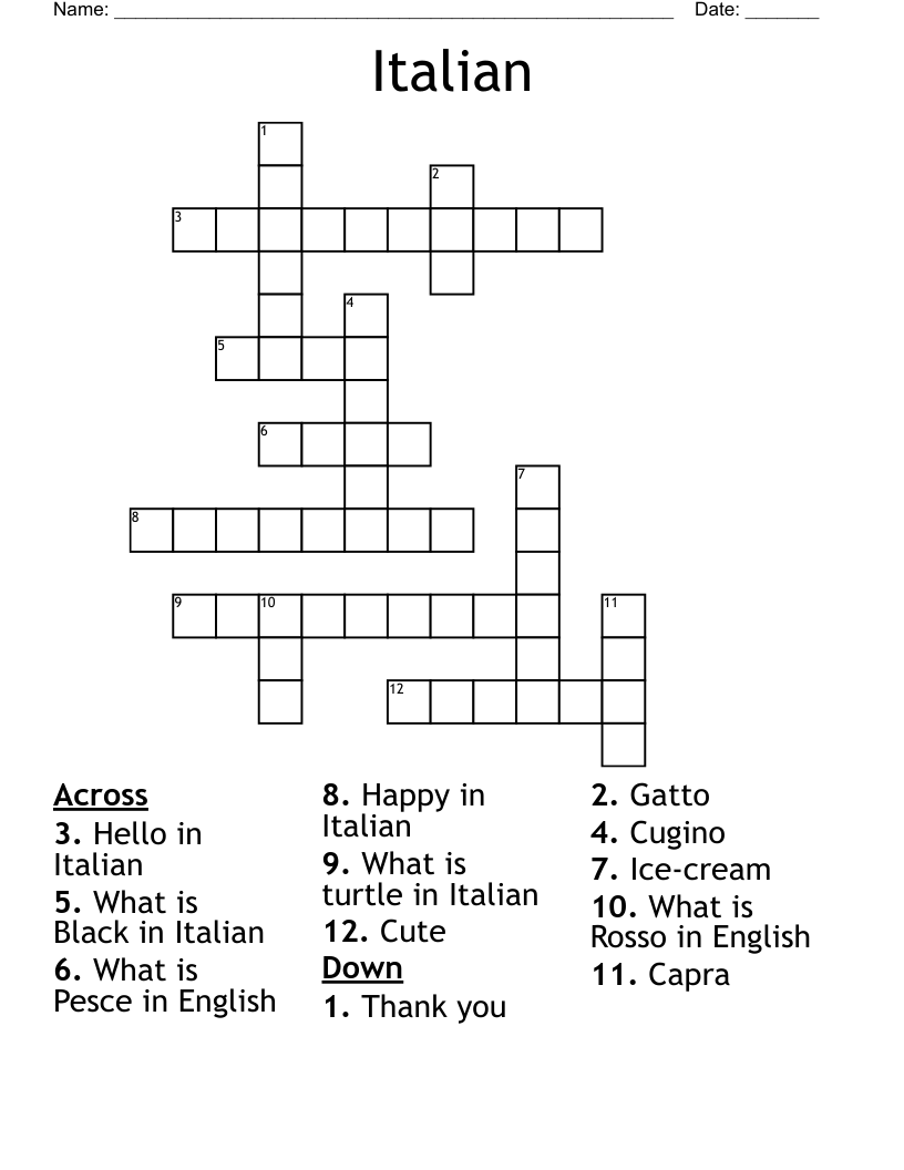 Italian  Crossword