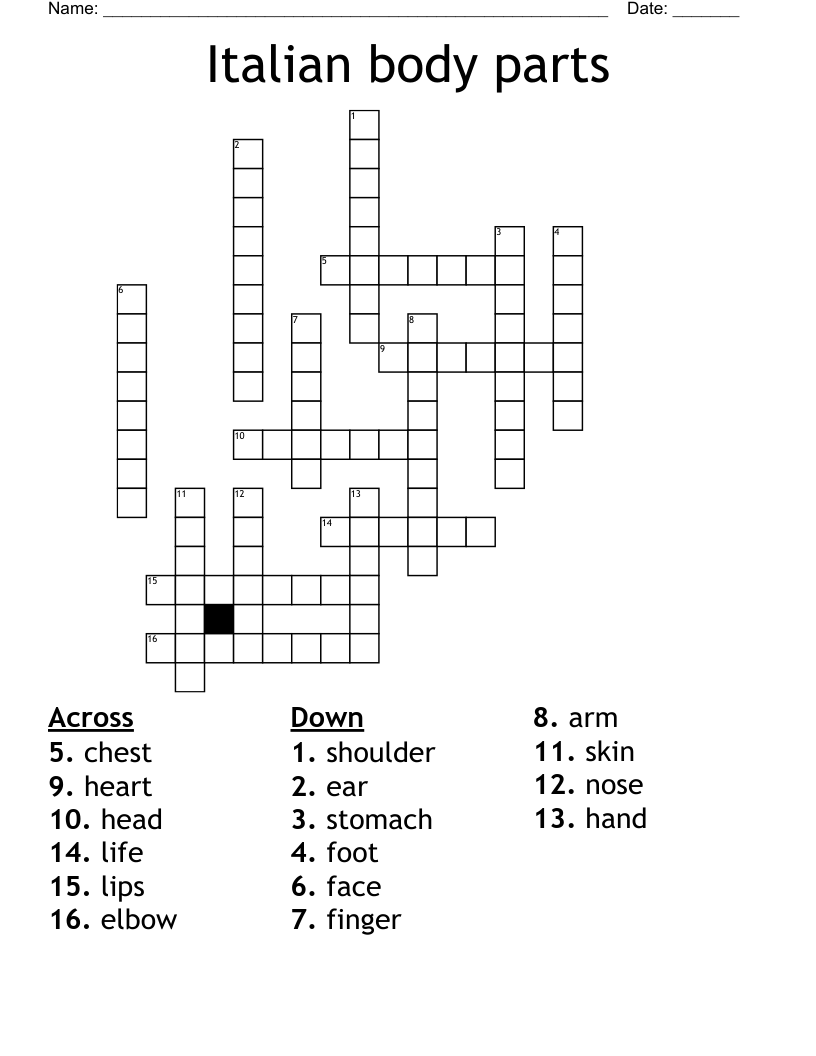 Italian body parts Crossword