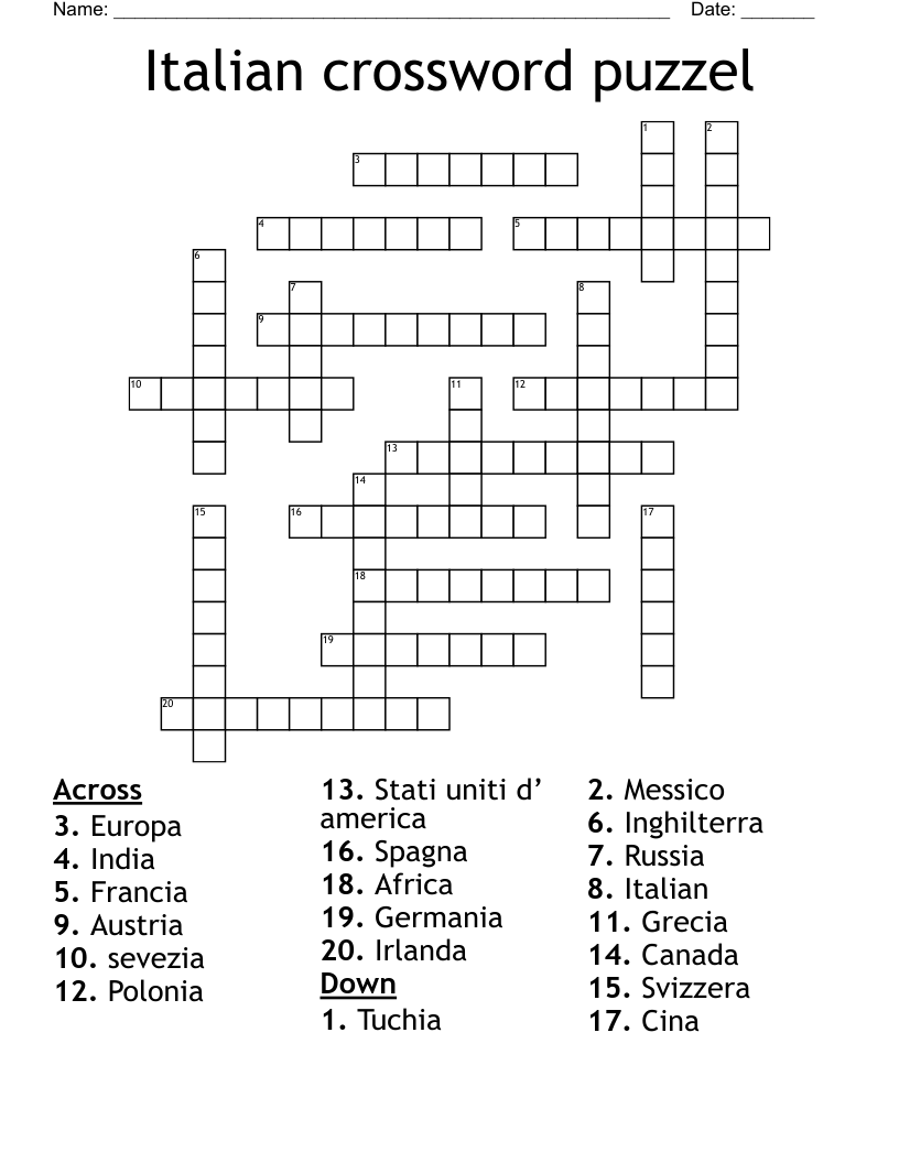 Italian crossword puzzel