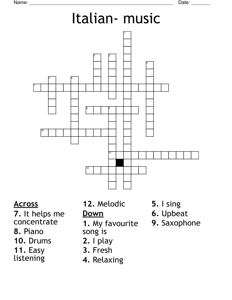 Italian- music Crossword