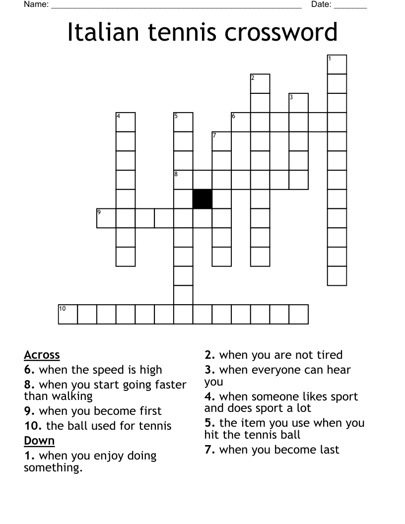 Italian tennis crossword