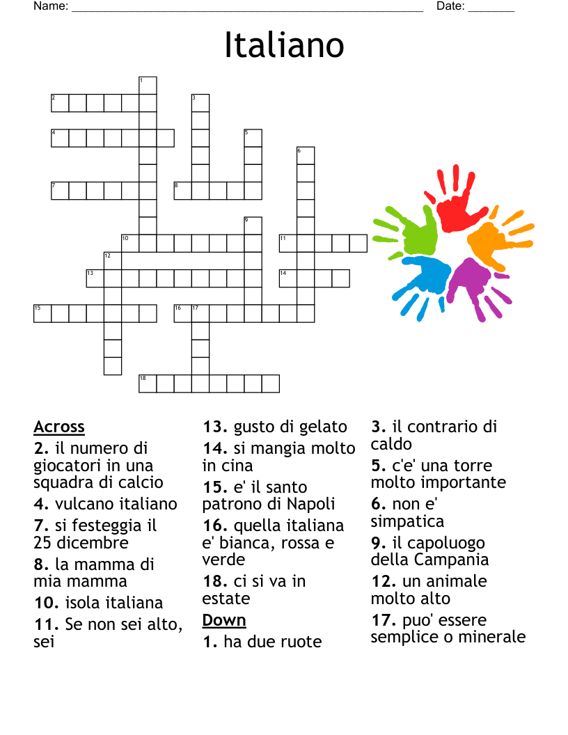 Italiano Crossword