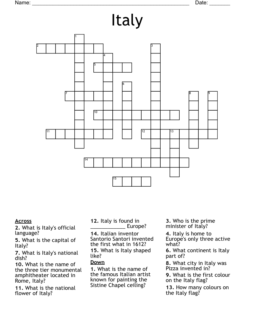 Italy Crossword