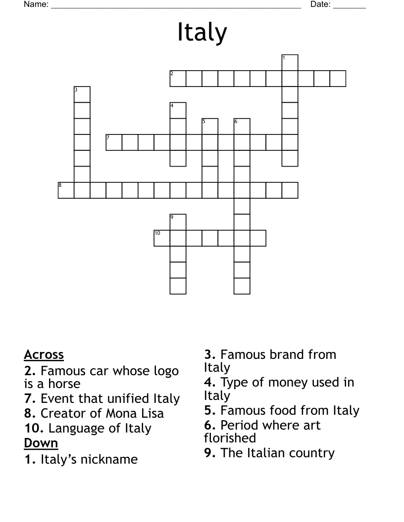 Italy Crossword