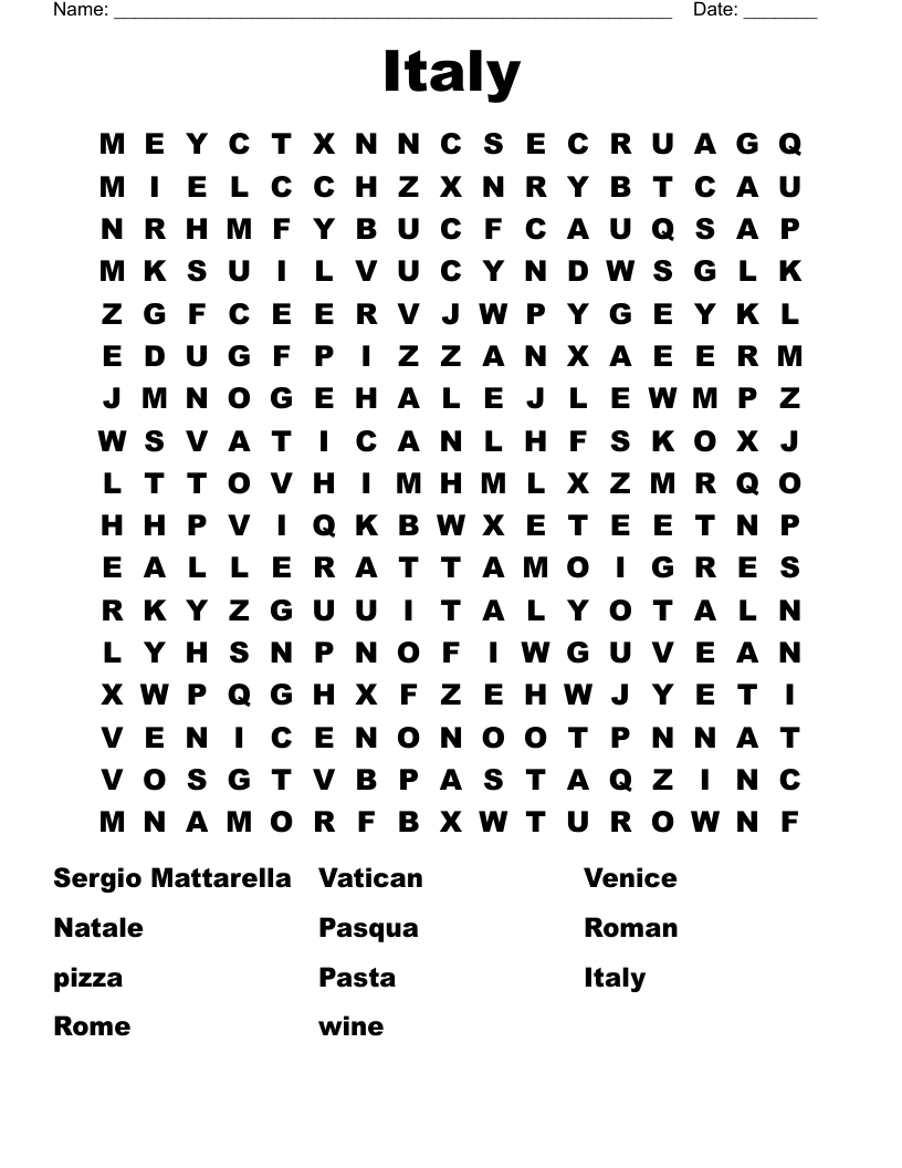 Italy Word Search