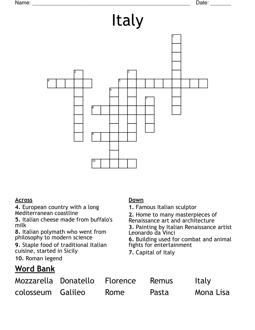 Italy Crossword