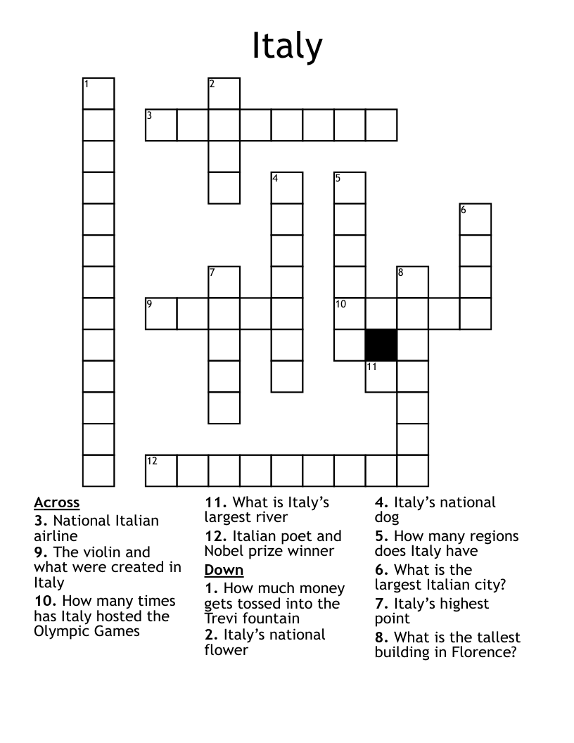 Italy Crossword
