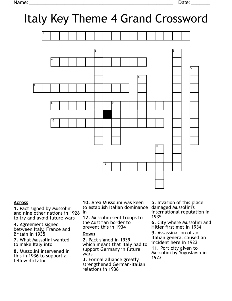 Italy Key Theme 4 Grand Crossword