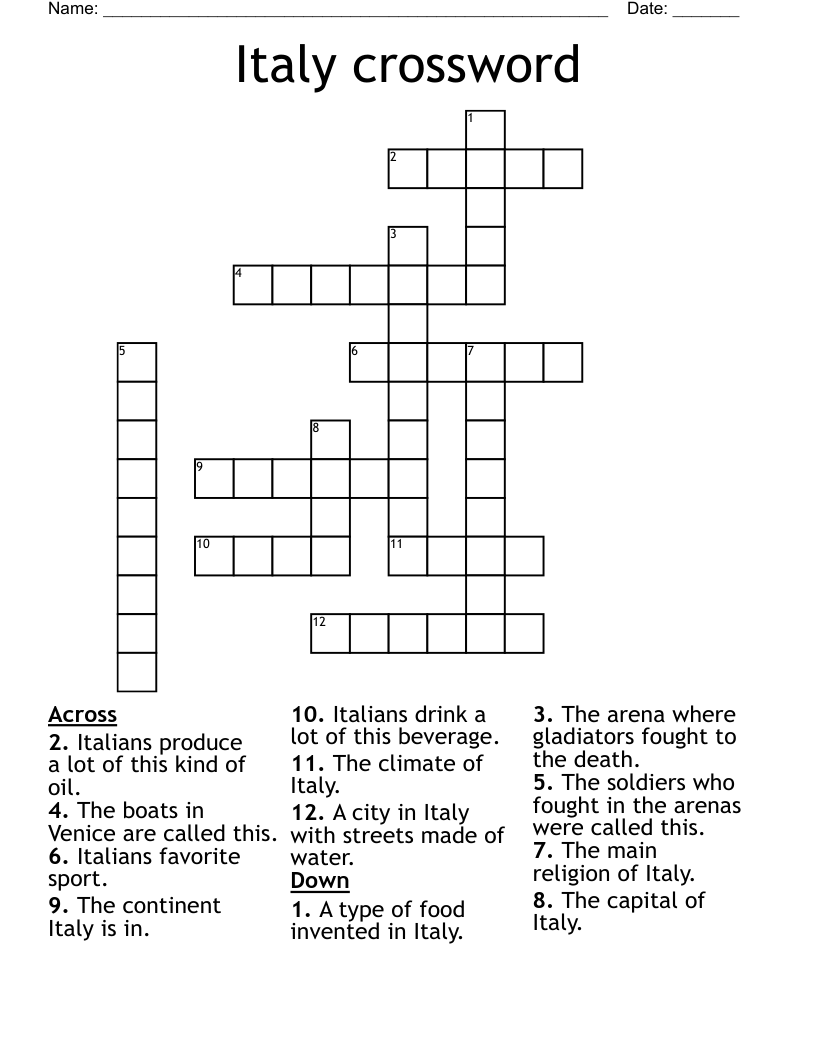 Italy crossword