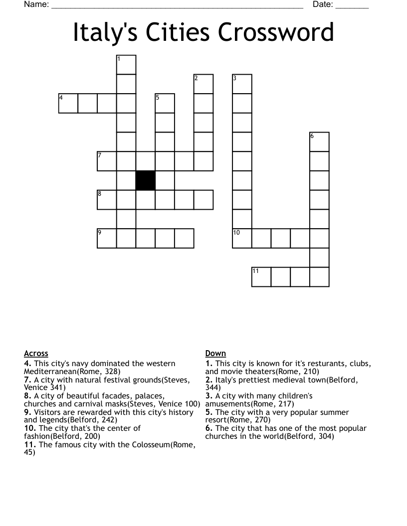 Italy's Cities Crossword