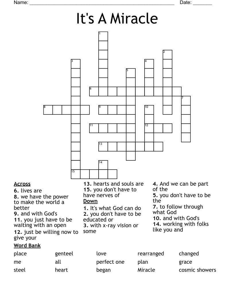 It's A Miracle Crossword