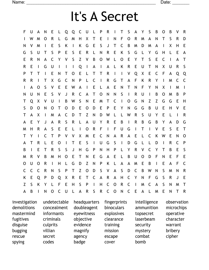 It's A Secret Word Search
