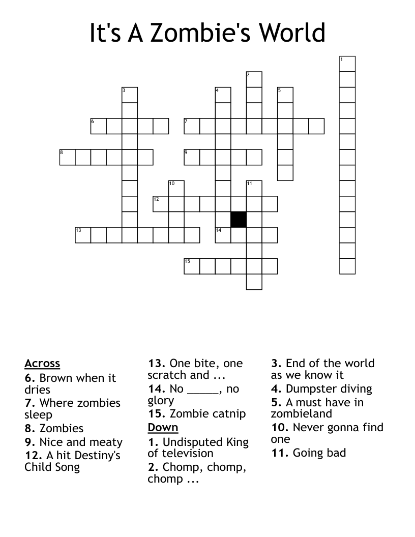 It's A Zombie's World Crossword