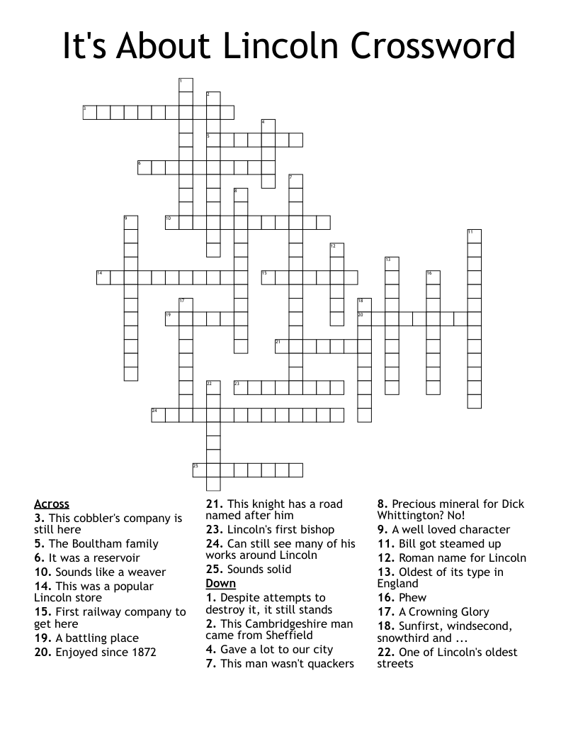 It's About Lincoln Crossword
