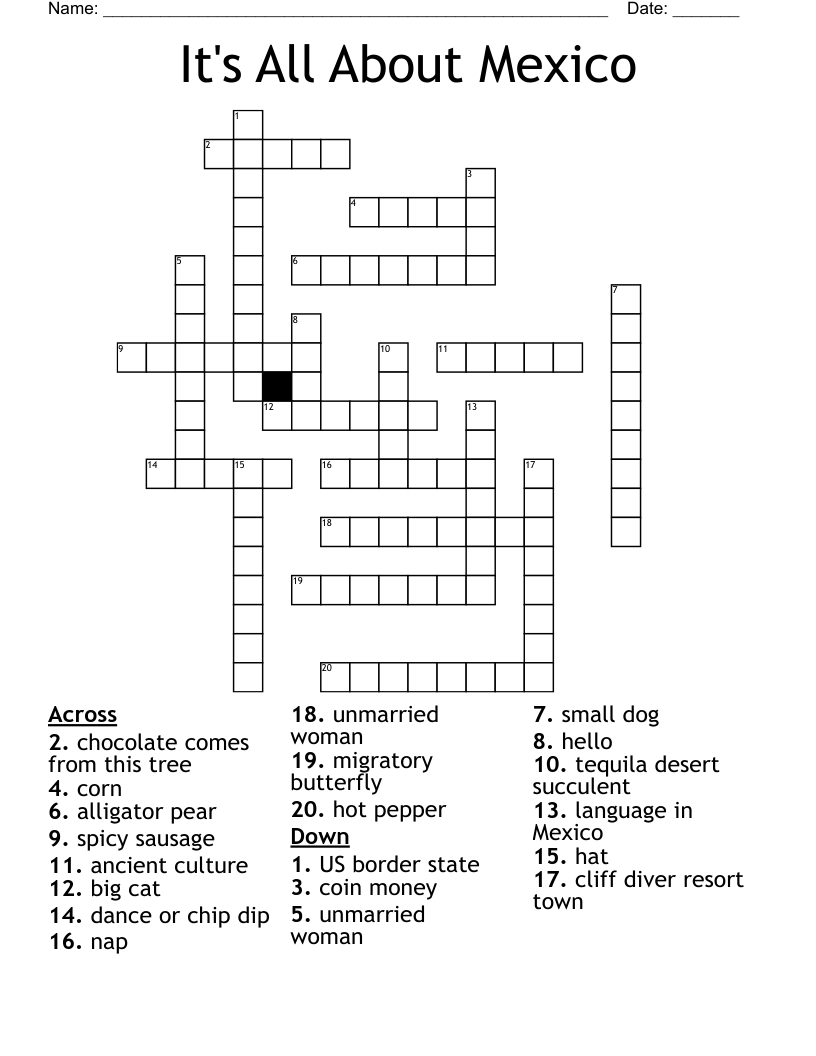 It's All About Mexico Crossword
