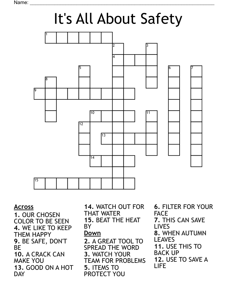 It's All About Safety Crossword