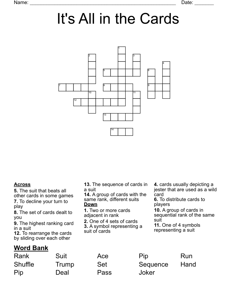 It's All in the Cards Crossword