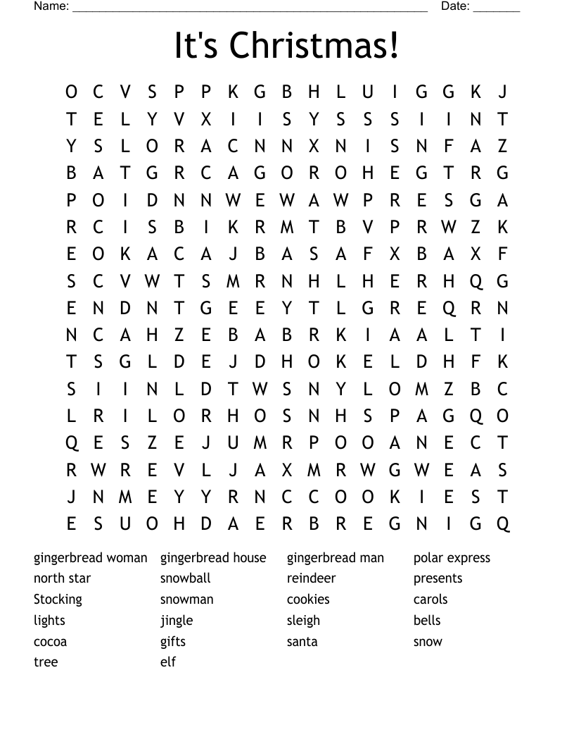 It's Christmas! Word Search