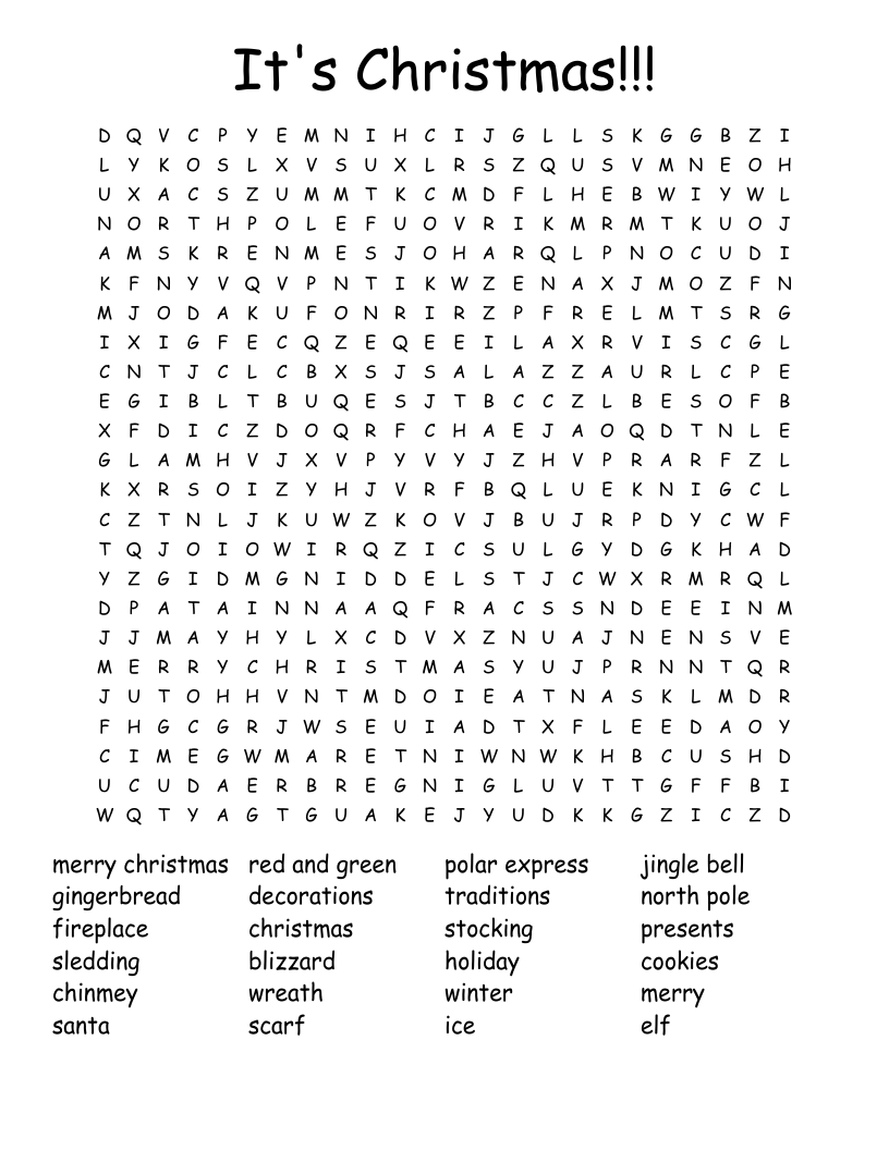 It's Christmas!!! Word Search