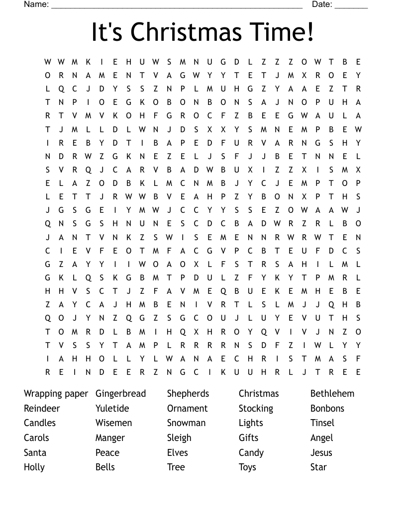 It's Christmas Time! Word Search