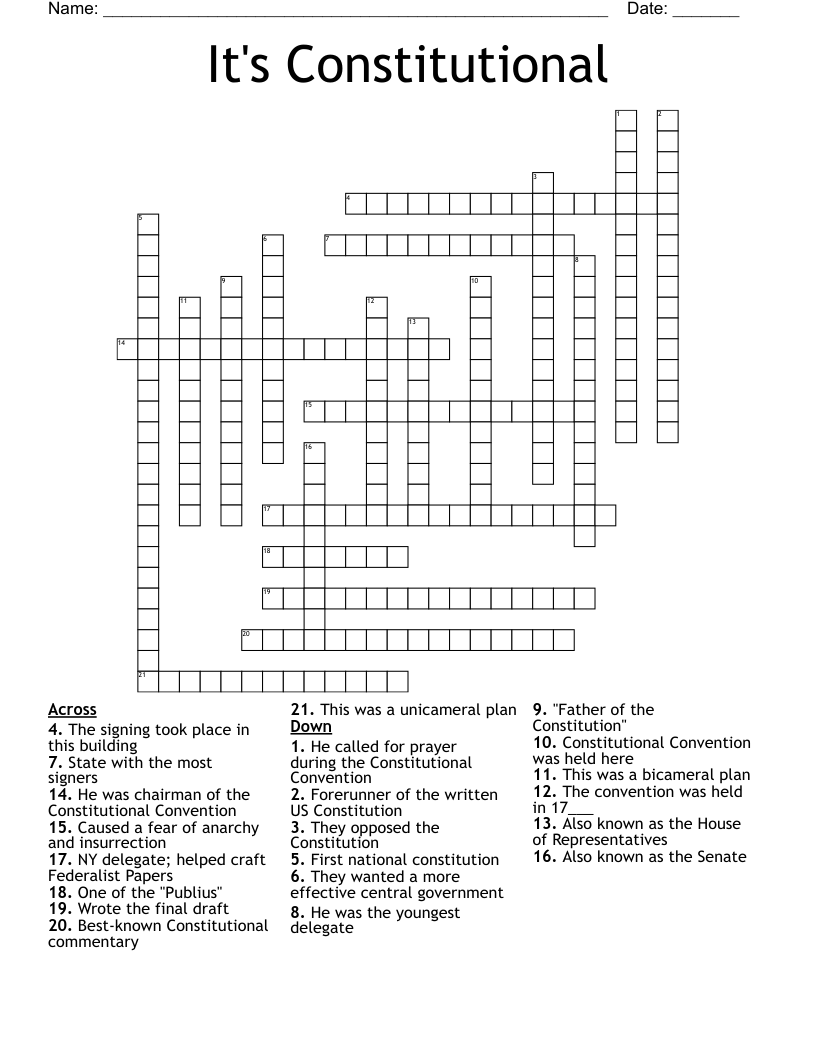 It's Constitutional  Crossword