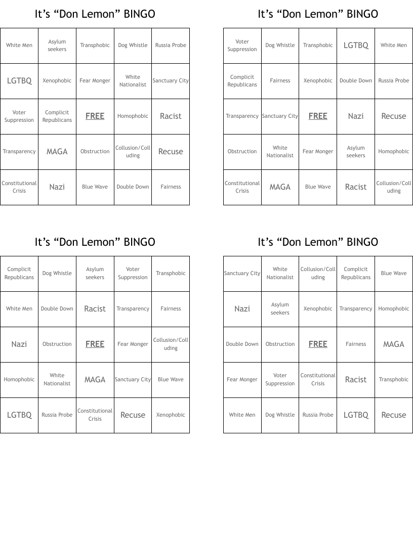 It’s “Don Lemon” BINGO