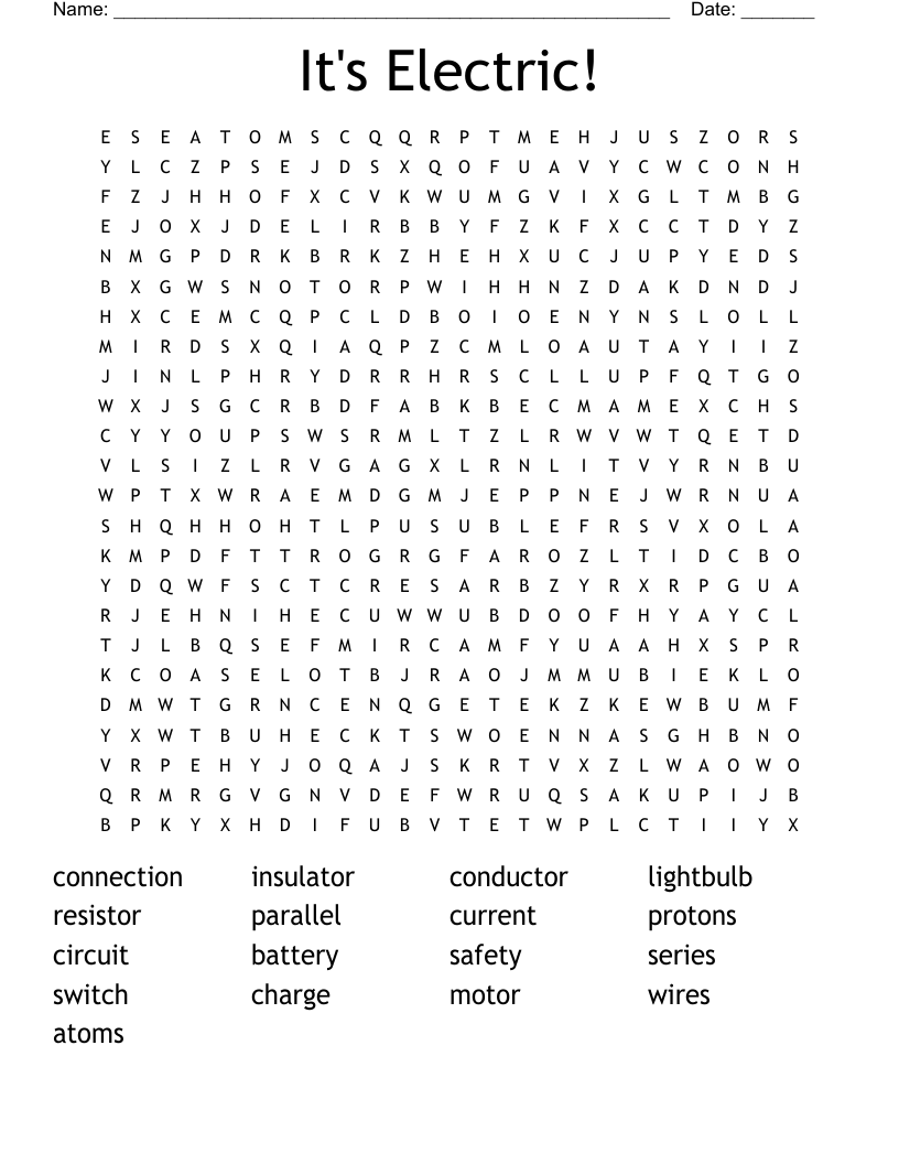 It's Electric! Word Search