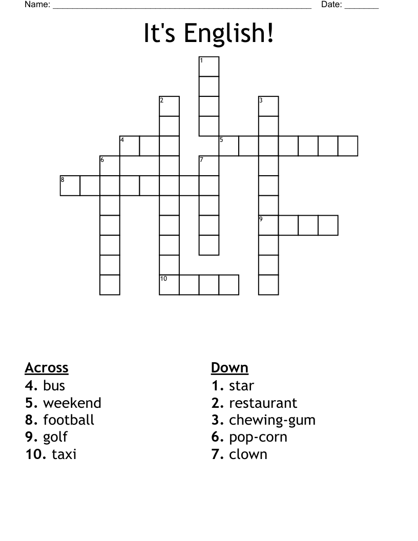 It's English! Crossword