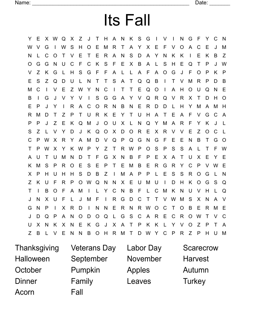 Its Fall Word Search