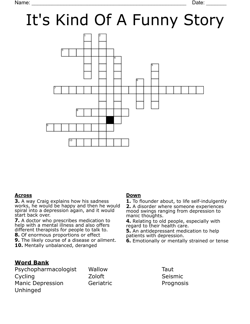 It's Kind Of A Funny Story Crossword