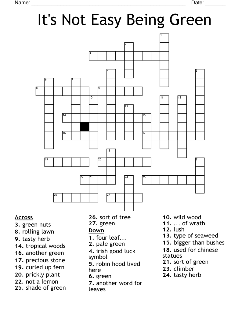It's Not Easy Being Green Crossword