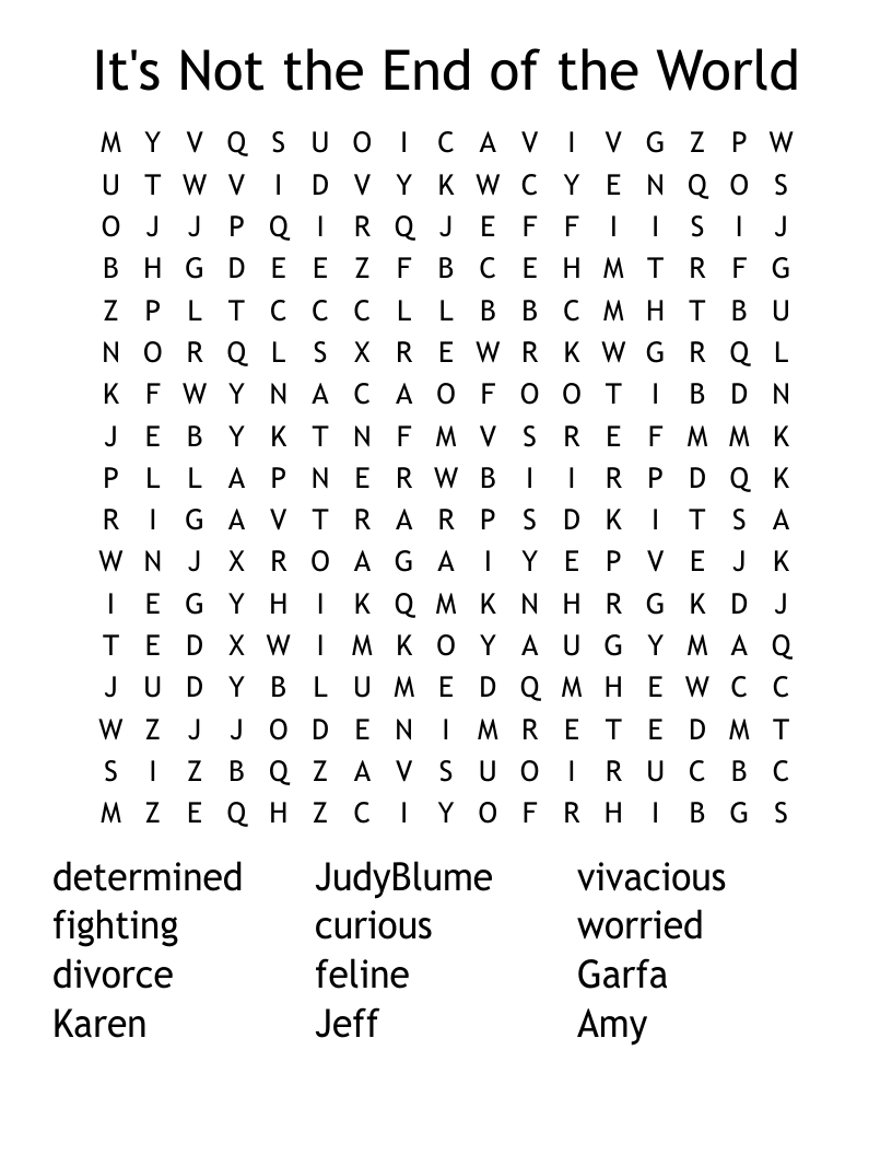 It's Not the End of the World Word Search