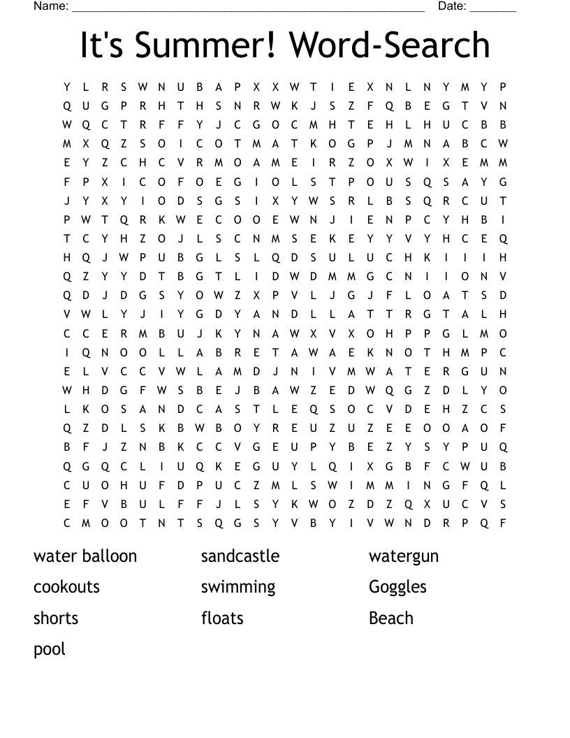 It's Summer! Word-Search Word Search