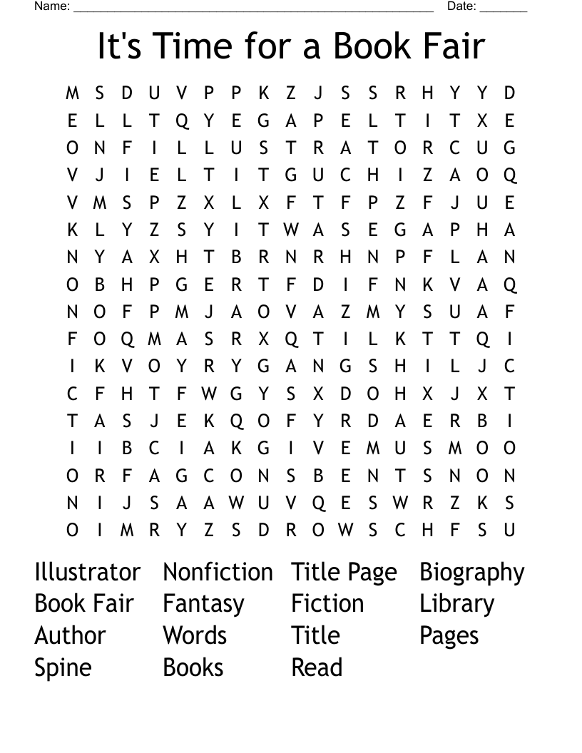 It's Time for a Book Fair Word Search