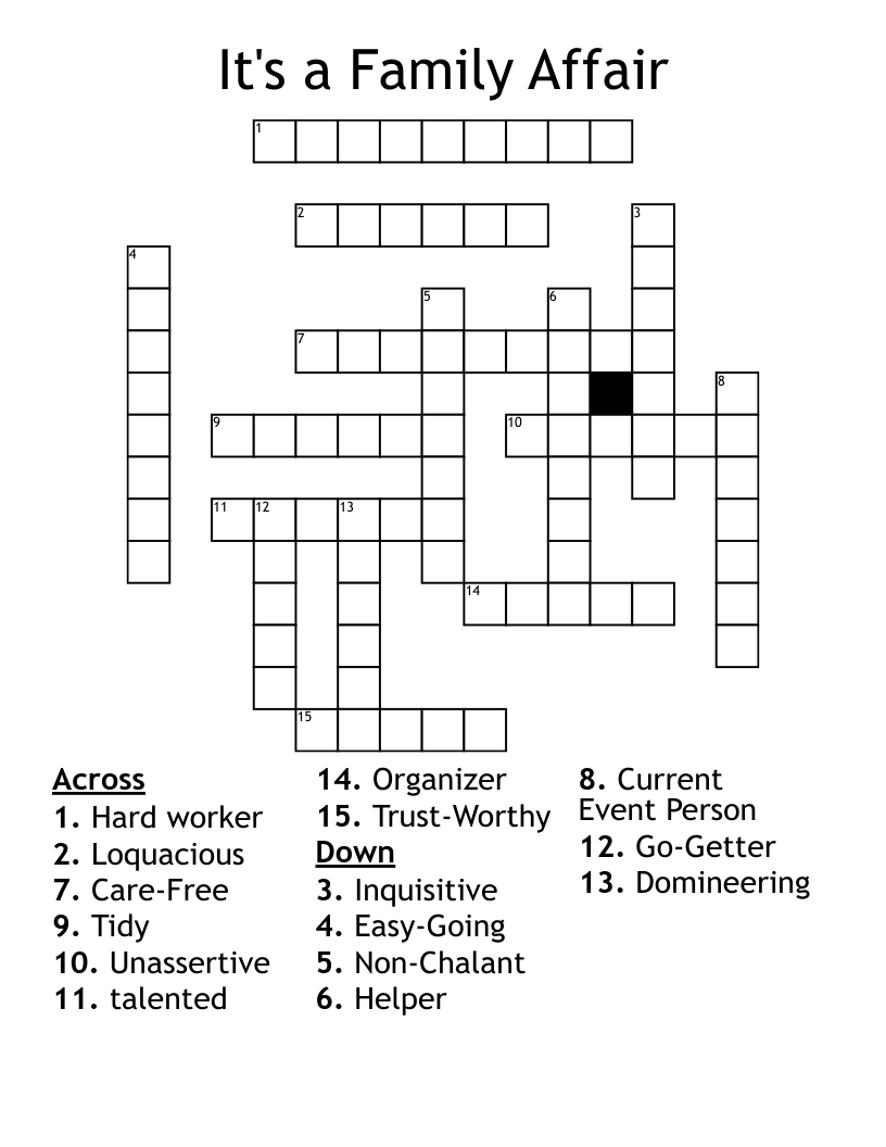 It's a Family Affair Crossword
