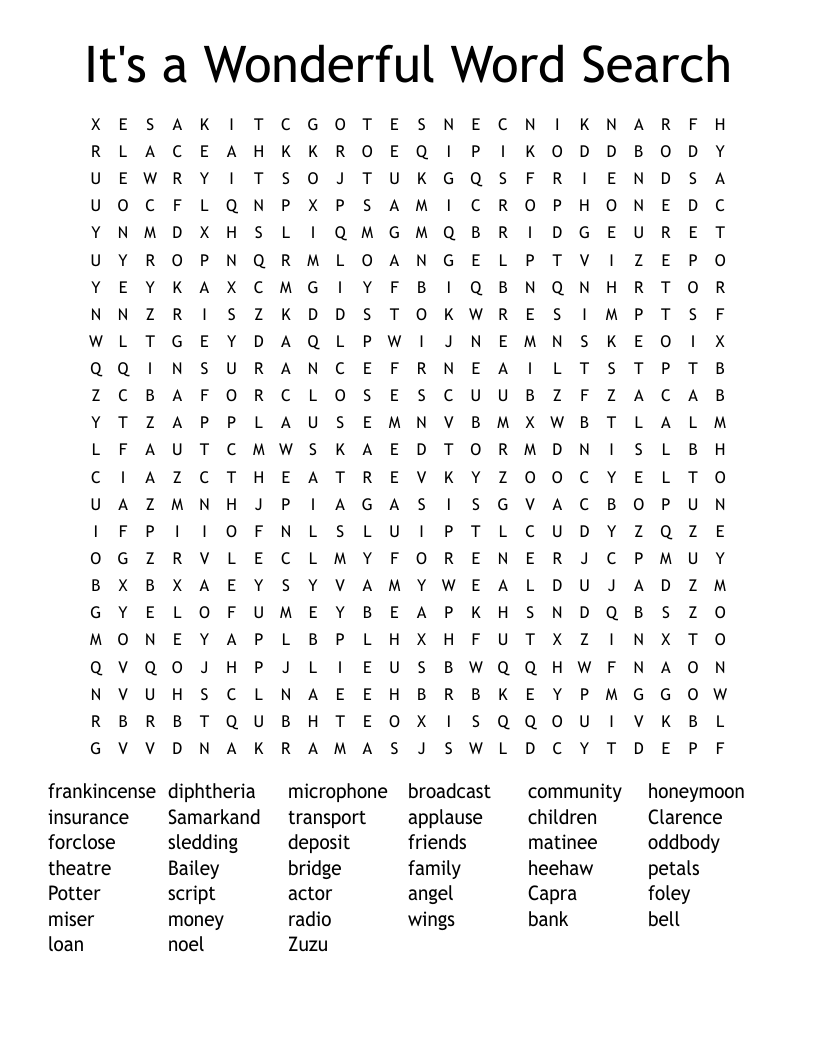 It's a Wonderful Word Search