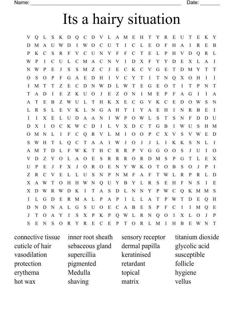Its a hairy situation Word Search