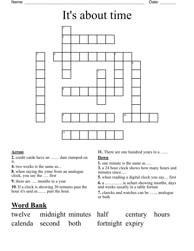 It's about time Crossword
