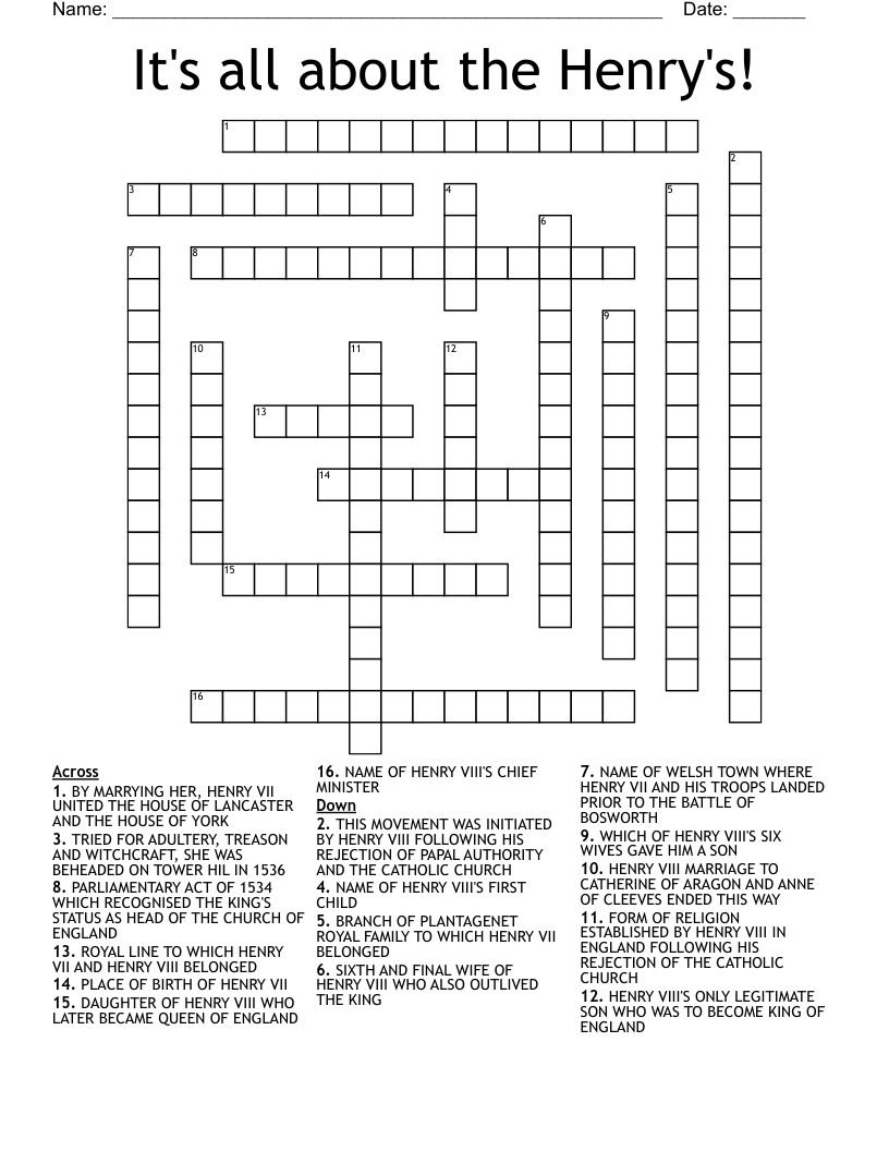 It's all about the Henry's! Crossword