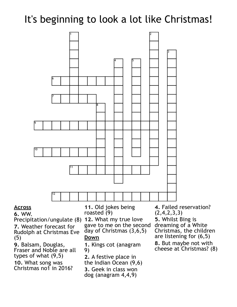 It's beginning to look a lot like Christmas! Crossword