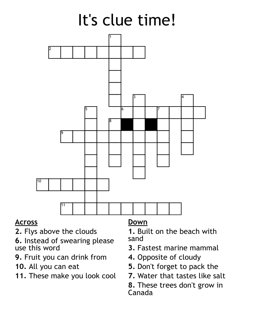 It's clue time! Crossword