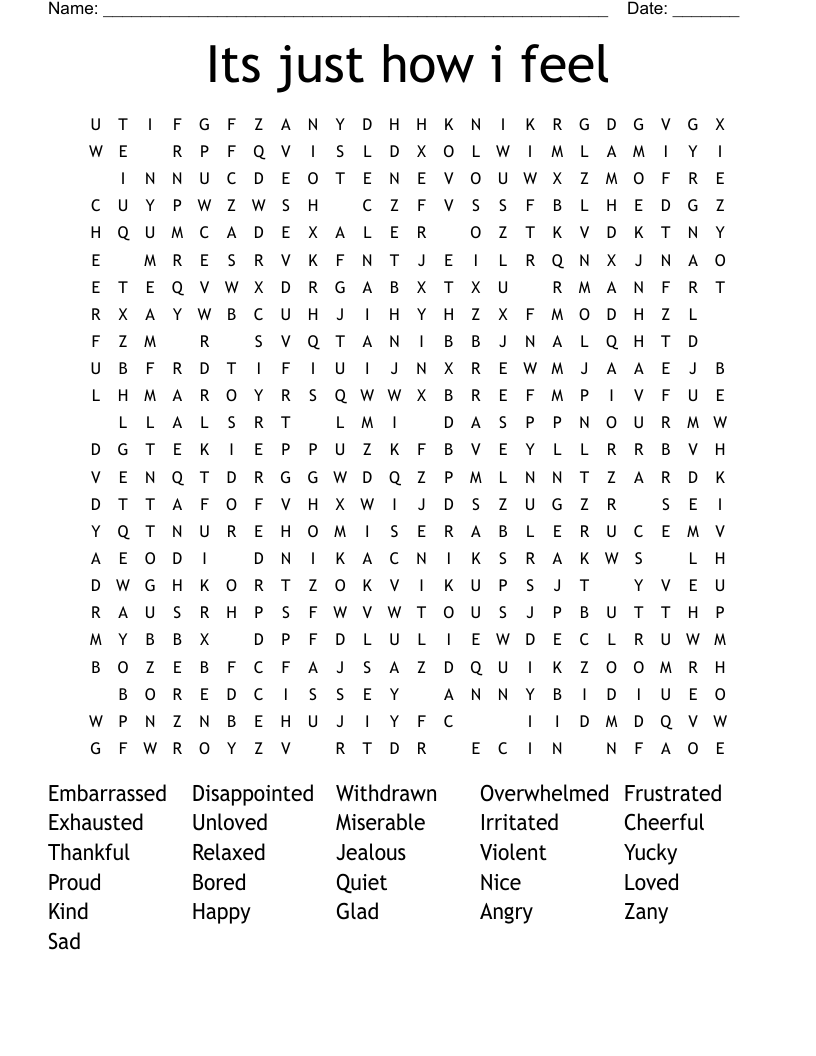 Its just how i feel  Word Search