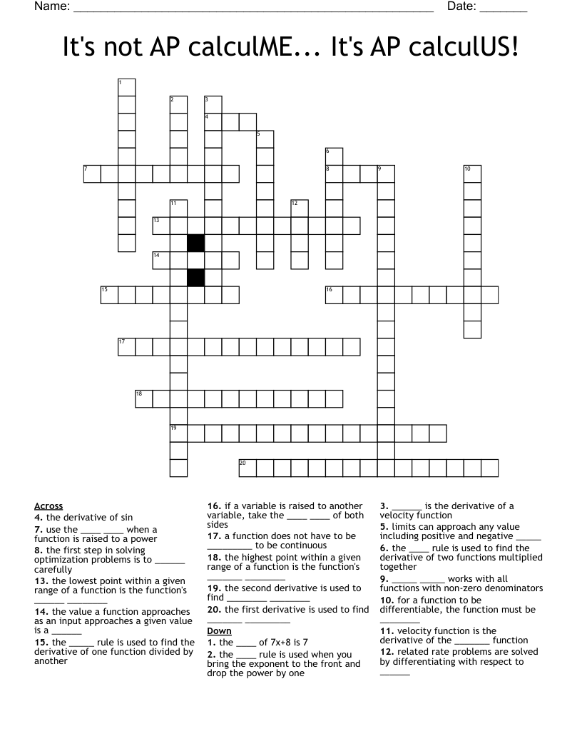 It's not AP calculME... It's AP calculUS! Crossword