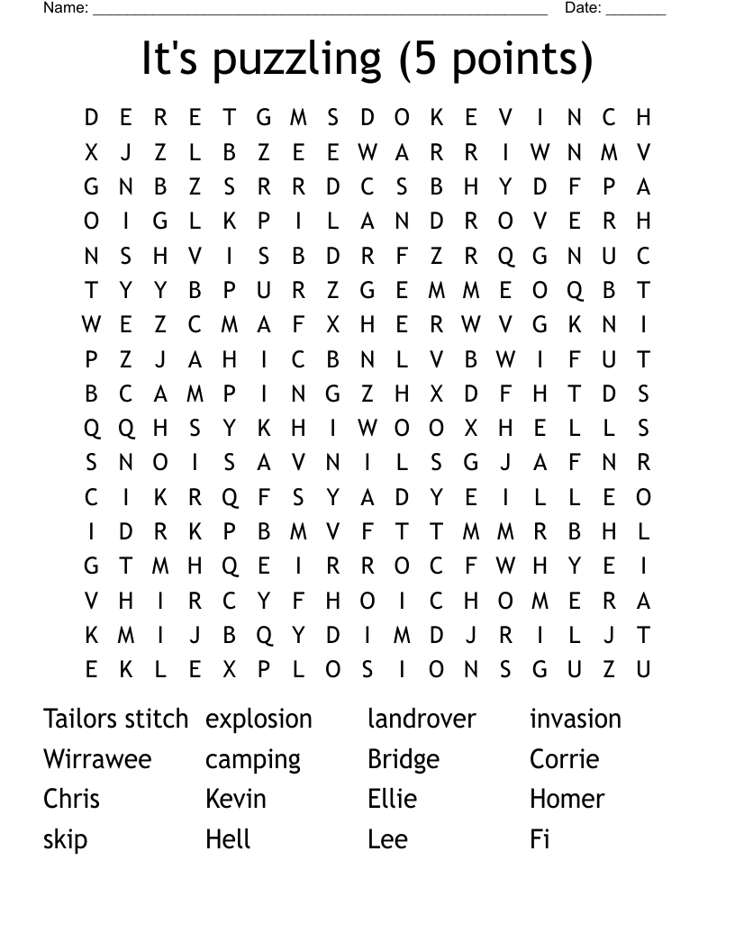 It's puzzling (5 points) Word Search